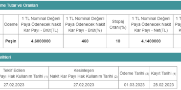 Pazartesi Günü Pay Başına 4,14 TL Temettü Verecek