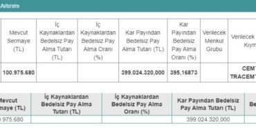 Dev Şirketten Bedelsiz Sermaye Artırımı