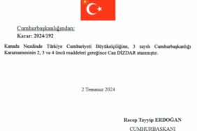 Can Dizdar Kanada Büyükelçisi oldu