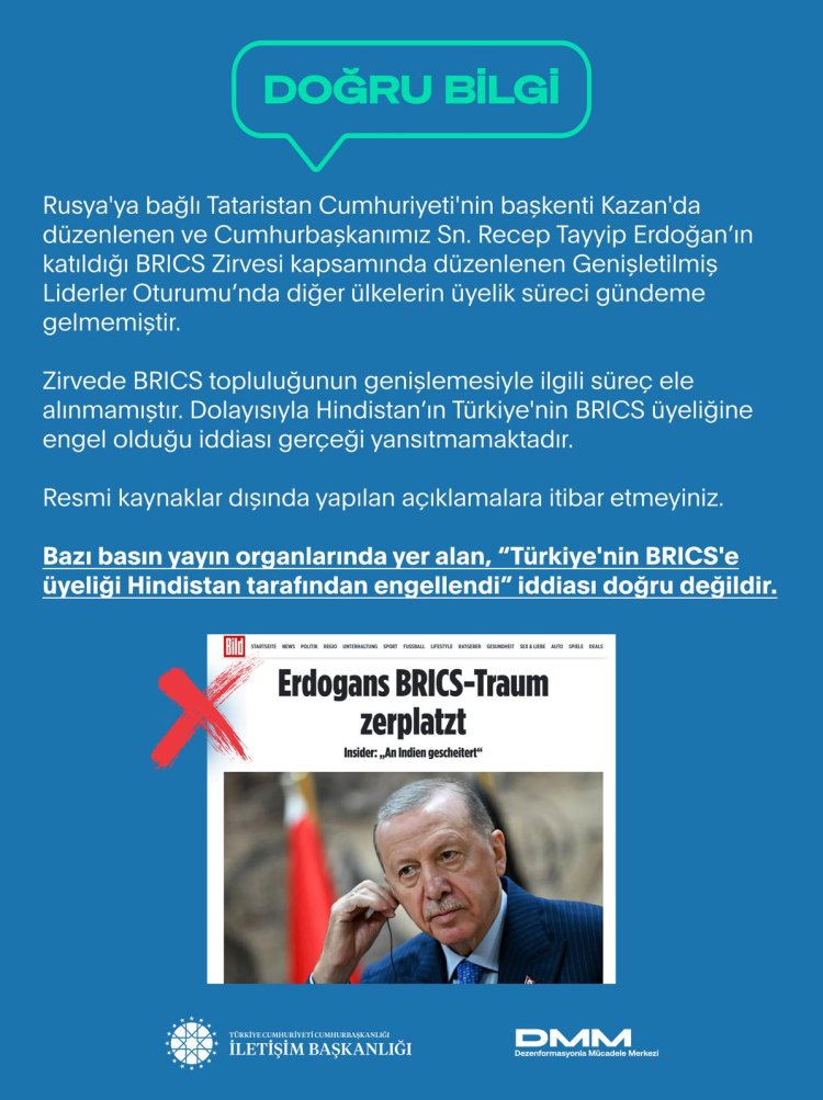 Türkiye’nin BRICS’e üyeliği engellendi mi? Açıklama İletişim'den geldi...