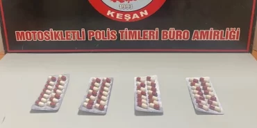 Keşan'da 56 adet sentetik ecza ele geçirildi