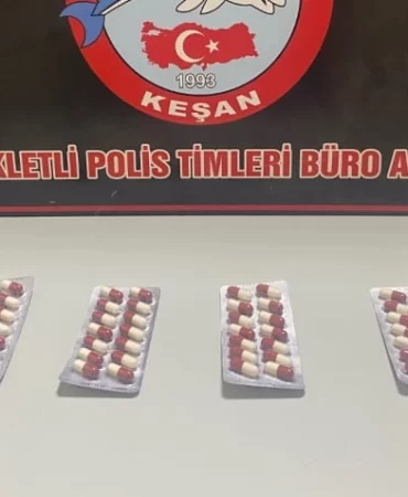 Keşan'da 56 adet sentetik ecza ele geçirildi